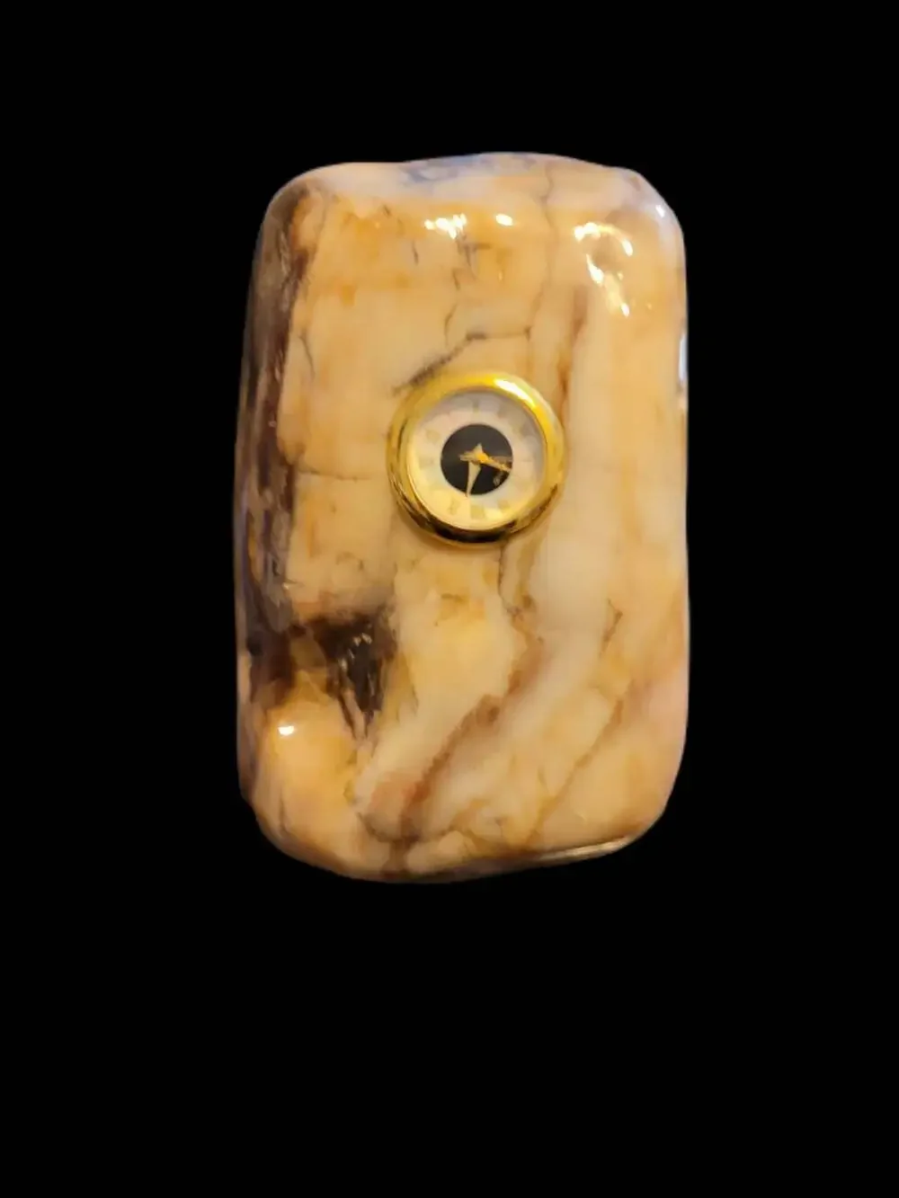 Attractive Vintage Mother Of PearlFace Polished Rock Quartz Clock Marble Pattern